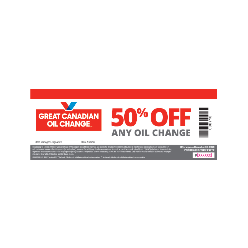 50 Sheet Coupon Book - 50% Off Any Oil Change