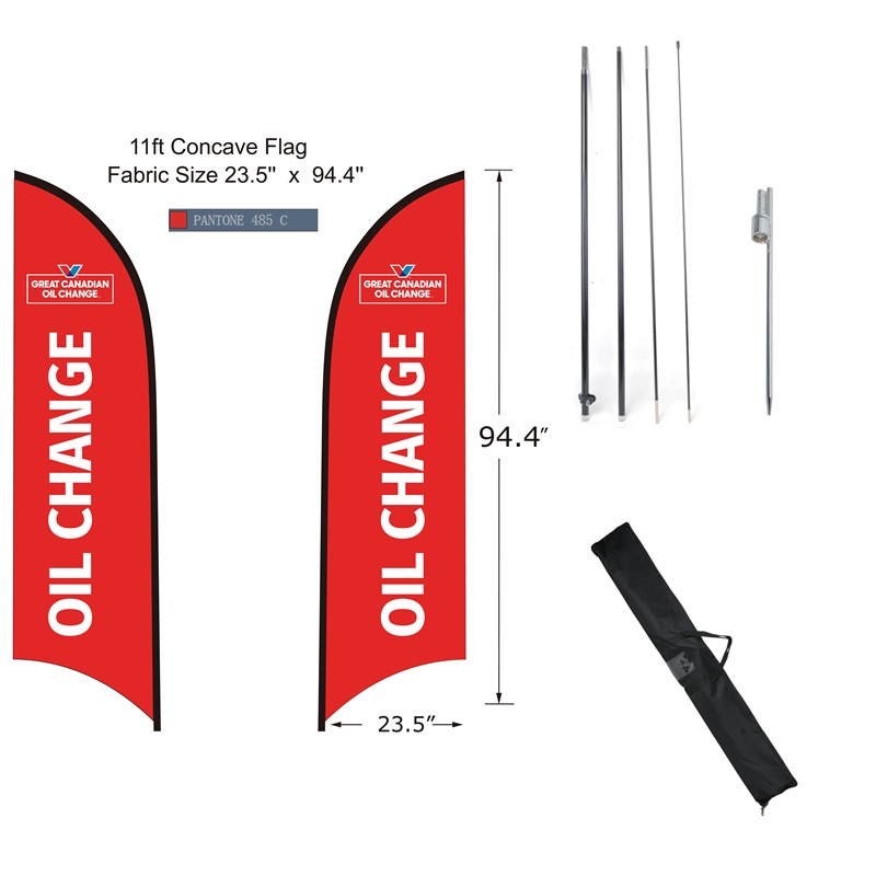 12' Oil Change Sail Flag with Spike Base