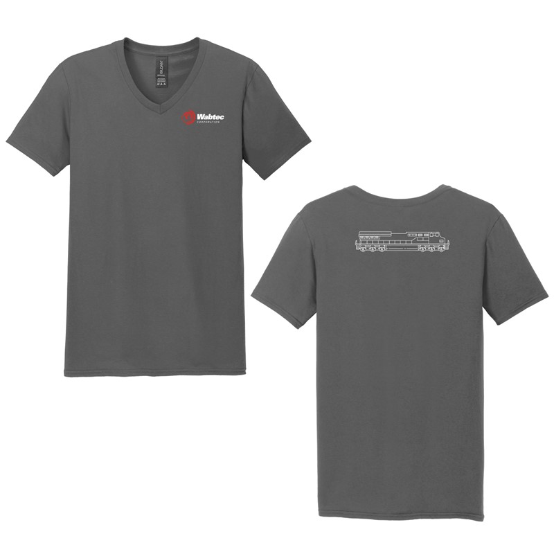 Gildan Softstyle Women's Fit V-Neck T-Shirt With Wabec Logo And Train Icon